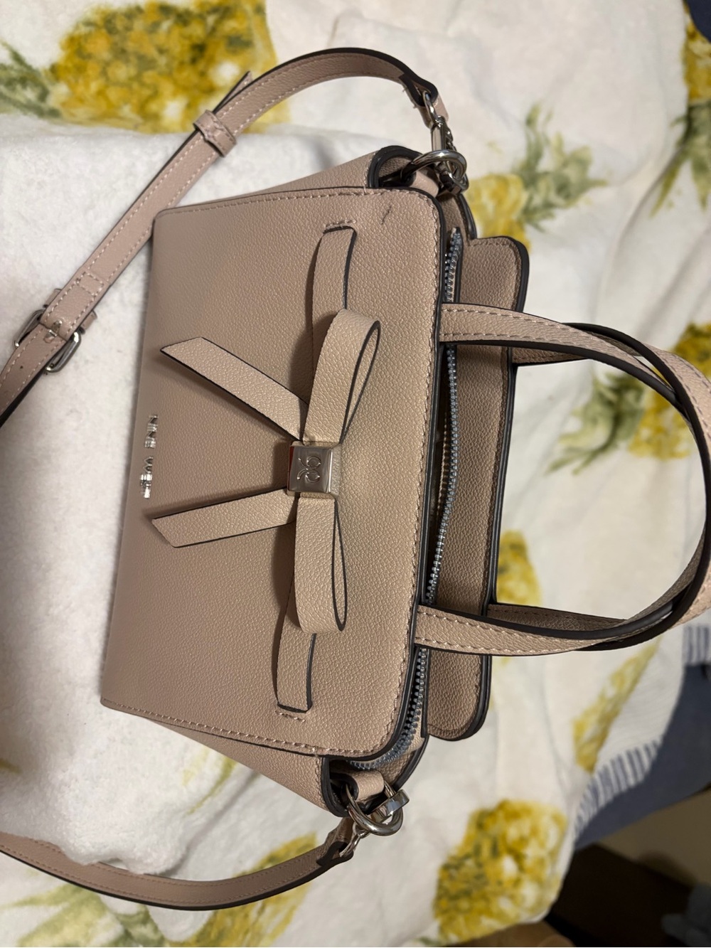Nine West taupe bow satchel